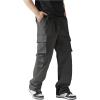 imageVerdusa Mens Drawstring Waist Straight Leg Cargo Pants Street TrousersDark Grey