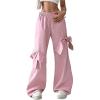 imageVerdusa Womens Bow Baggy Wide Leg Pants Casual Elastic Waist Palazzo PantsPink