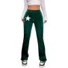 imageVerdusa Womens Drawstring Waist Flare Leg Velvet Pants with PocketKelly Green