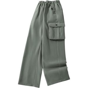 imageVerdusa Boys Loose Cargo Pants Elastic Waist Pocketed TrousersArmy Green