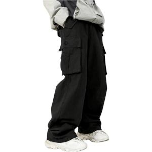 imageVerdusa Boys Loose Cargo Pants Elastic Waist Pocketed TrousersBlack